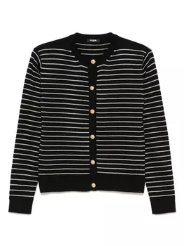 Balmain Kids кардиган в полоску, черный