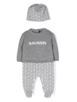 Balmain Kids комбинезон с логотипом, серый