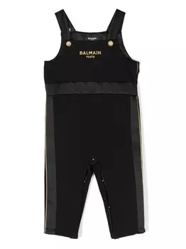 Balmain Kids комбинезон с вышитым логотипом, черный