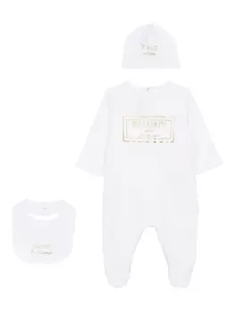 Balmain Kids комплект для новорожденного с логотипом, белый