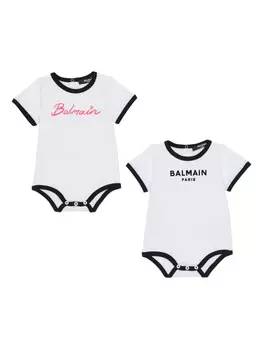Balmain Kids комплект для новорожденного с логотипом, белый