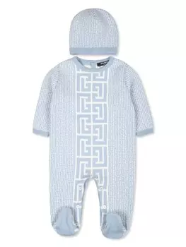 Balmain Kids комплект для новорожденного с монограммой, синий