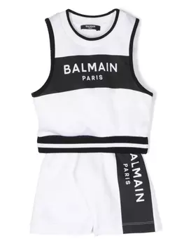 Balmain Kids комплект из футболки и шортов с логотипом, черный