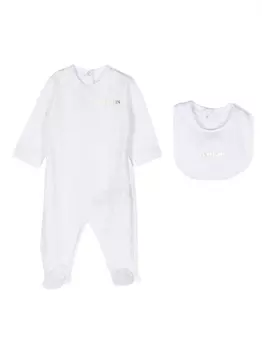 Balmain Kids комплект из комбинезона и нагрудника, белый