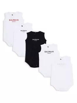 Balmain Kids комплект из пяти боди с логотипом, белый