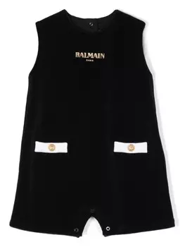 Balmain Kids короткий комбинезон с логотипом, черный