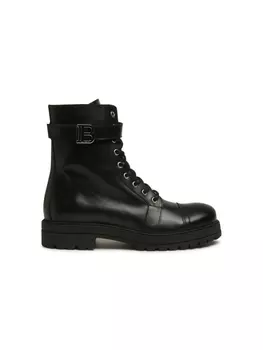Balmain Kids кожаные ботинки с логотипом, черный