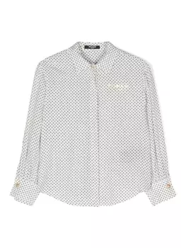 Balmain Kids креповая рубашка с геометричным принтом, белый