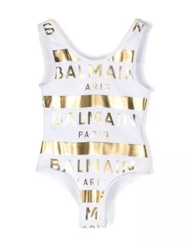 Balmain Kids купальник с логотипом, белый