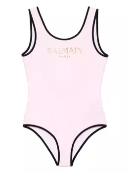 Balmain Kids купальник с логотипом, розовый