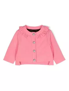 Balmain Kids куртка с оборками и гравировкой монет, розовый