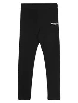 Balmain Kids легинсы с логотипом, черный