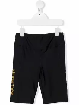 Balmain Kids облегающие шорты с логотипом, черный