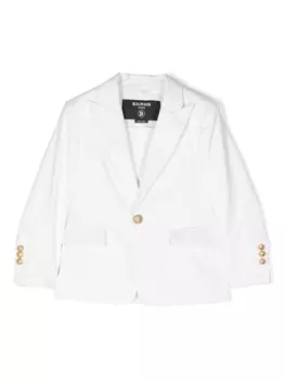 Balmain Kids однобортный блейзер из вирджинской шерсти, белый