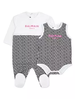 Balmain Kids пижама с монограммой PB, белый