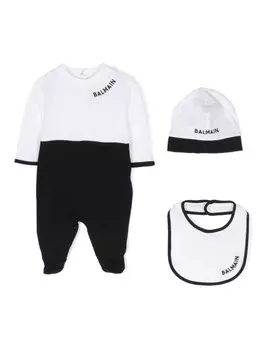 Balmain Kids пижама с вышитым логотипом, белый