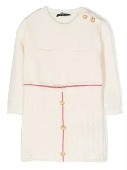 Balmain Kids платье фактурной вязки с пуговицами, нейтральный цвет
