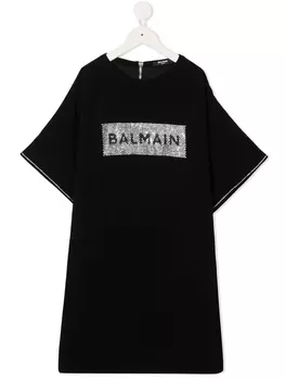 Balmain Kids платье-футболка с логотипом, черный