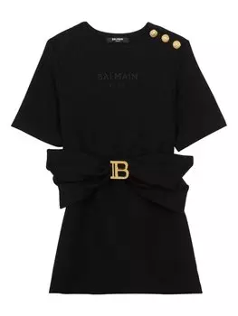 Balmain Kids платье-футболка с логотипом, черный