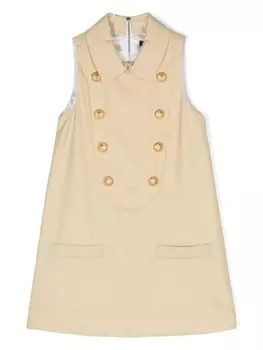 Balmain Kids платье мини без рукавов с гравировкой Coin, нейтральный цвет