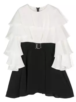 Balmain Kids платье мини с логотипом, белый