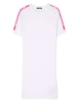 Balmain Kids платье мини с жаккардовым логотипом, белый