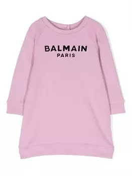 Balmain Kids платье с логотипом, фиолетовый
