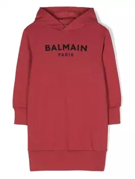 Balmain Kids платье с логотипом, красный