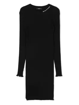 Balmain Kids платье с логотипом-жаккардом, черный