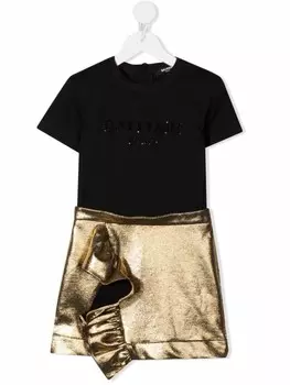 Balmain Kids платье с оборками, черный
