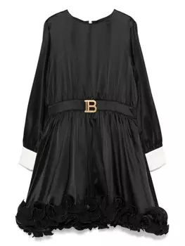 Balmain Kids платье с оборками, черный