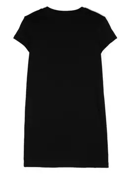 Balmain Kids платье с вышитым логотипом, черный