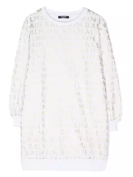Balmain Kids платье-толстовка с логотипом, белый