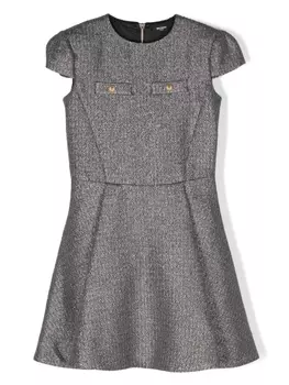 Balmain Kids плиссированное платье с декоративными пуговицами, черный