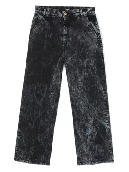 Balmain Kids прямые джинсы из вареного денима, черный
