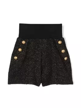 Balmain Kids прямые шорты с эластичным поясом, черный