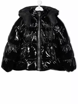 Balmain Kids пуховик с капюшоном, черный