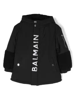 Balmain Kids пуховик с логотипом, черный