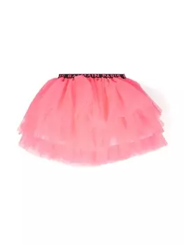 Balmain Kids пышная юбка из тюля с логотипом, розовый