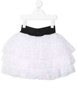Balmain Kids пышная юбка с пайетками, белый