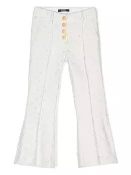 Balmain Kids расклешенные брюки с вышитым логотипом, белый