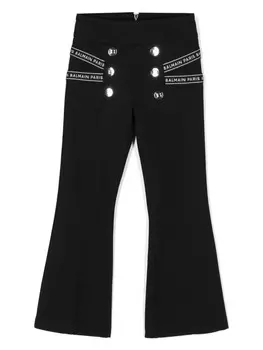 Balmain Kids расклешенные легинсы с логотипом, черный