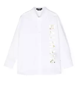 Balmain Kids рубашка с логотипом, белый