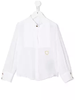 Balmain Kids рубашка с плиссировкой, белый