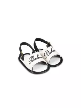 Balmain Kids сандалии с ремешком на пятке и логотипом, белый