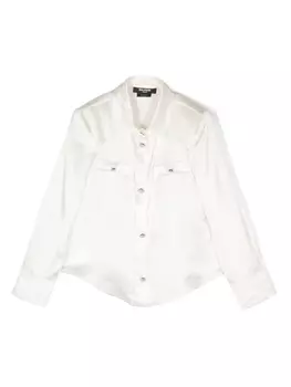 Balmain Kids шелковая рубашка с декоративными пуговицами, белый