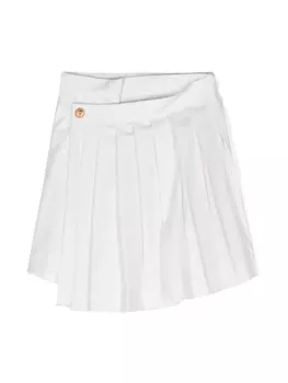 Balmain Kids шерстяная юбка со складками, белый