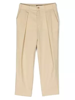 Balmain Kids шерстяные брюки чинос со складками, нейтральный цвет