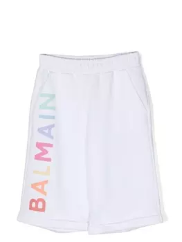 Balmain Kids шорты-бермуды с логотипом, белый