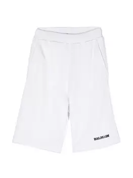 Balmain Kids шорты из джерси с логотипом, белый